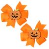 Halloween Hair Bow Clip Orange Pumpkin Halloween Hair Bow Hairs Accessories Bat Hairpin for Women Youth 2 Pack ZFJ37 view 1