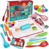 44Pcs Kids Cooking & Baking Set for Real Cooking, Kids Safe Knife & Cooking Tools Utensils with Cookbooks, Toddler Safe Montessori Kitchen Tools Birthday for Girls Boys Ages 6+ view 1