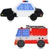 2 Packs Fidget Sensory Toys,Kids Boy Police Car Fire Truck Vehicle Toy,Detachable and Assembled Puzzle Fidgets,Stress Relief Autism Push Bubble Poppers,Travel Birthday Gifts for Toddlers Teens view 1