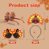 8pcs Thanksgiving Turkey Headbands Sunglasses Set, 4pcs Thanksgiving Turkey Headband & 4pcs Turkey Eyeglasses Turkey Costume Glasses for Thanksgiving Family Party Stuff Favors Supplies Accessories view 2