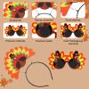 8pcs Thanksgiving Turkey Headbands Sunglasses Set, 4pcs Thanksgiving Turkey Headband & 4pcs Turkey Eyeglasses Turkey Costume Glasses for Thanksgiving Family Party Stuff Favors Supplies Accessories view 4