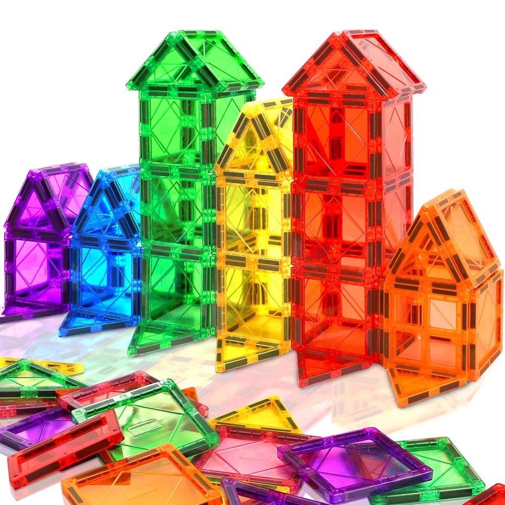 Valentines Day Gift for Ki for Kids Ages 3-5 4-8 Magnetic Tiles Building Blocks for Toddlers Creative Learning Construction Toys Gift for Kids 3 4 5 6 7+Year Old Boys Girls Christmas Birthday 34PCS