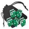 Wide Selection Authentic Lake Tahoe Reno Nevada Non-Vegas Casino Table-Played Craps Dice Set with Pouch, Full Stick of 5 Matching Serial Numbers (Reno Peppermill BO - Green Polished) view 1
