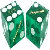 Wide Selection Authentic Lake Tahoe Reno Nevada Non-Vegas Casino Table-Played Craps Dice Set with Pouch, Full Stick of 5 Matching Serial Numbers (Reno Peppermill BO - Green Polished) view 2