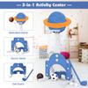 AKUSTIK 3 in 1 Toddlers Basketball Hoop Stand, Adjustable Height Sports Center with Basketball Soccer Golf Game Set, Portable Indoor Outdoor Activity Playset Gift for Kids view 3