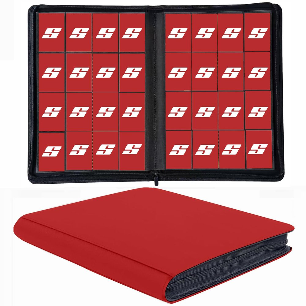 1000+ Pockets Trading Card Binder, 16 Pocket Ringless Side Loading Card Holder Album, Trading Card Album Fit for YuGiOh, MTG, TCG, Game Cards, Sports Cards, Business Cards (Red)