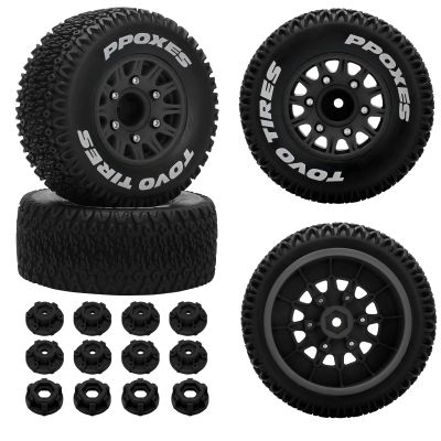 12mm/14mm/17mm Hex RC Wheels and Tires RC Truck Tires 1/10 Scale Tyres Detachable Replacement RC Car Tires for Arrma Senton Tires Slash Tires Fury Axial Redcat Rc4wd Hex (Black)