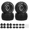 2.8" RC Tires with 12mm/14mm Hex Adapter 1/10 Scale RC Truck Tires RC Wheels and Tires Set for Traxxas Arrma Rustler Stampede 4PCS (Black) - Not Glued view 1