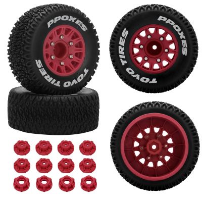 12mm/14mm/17mm Hex RC Wheels and Tires RC Truck Tires 1/10 Scale Tyres Detachable Replacement RC Car Tires for Arrma Senton Tires Slash Tires Axial Redcat Rc4wd Hex Fury (Red)