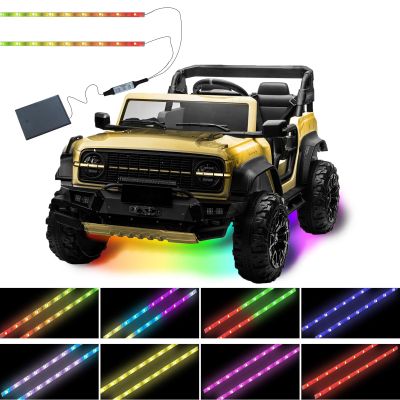 LED Lights for Power Wheel,(2 Strip) Can Be Cropped,Kids Electric Car Accessories,Under Light for Power Wheels,Waterproof,for Boys and Girls Car Decor,Black Wires Style
