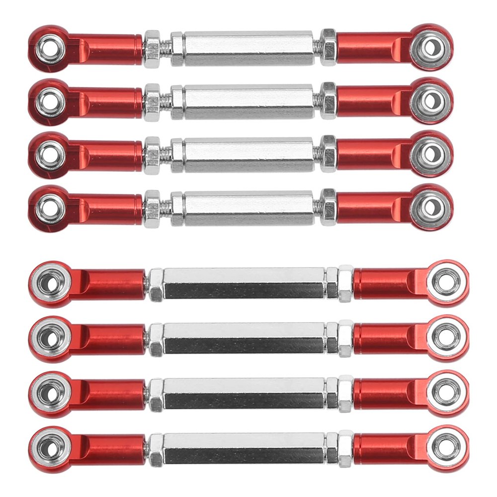 Bnineteenteam Metal Steering Servo Linkage Arm Tie Rod Ends Connector, Novel Design Lightweight Upgraded Texture Easy Install, for WPL MN Feiyu Remote Control Car (Red