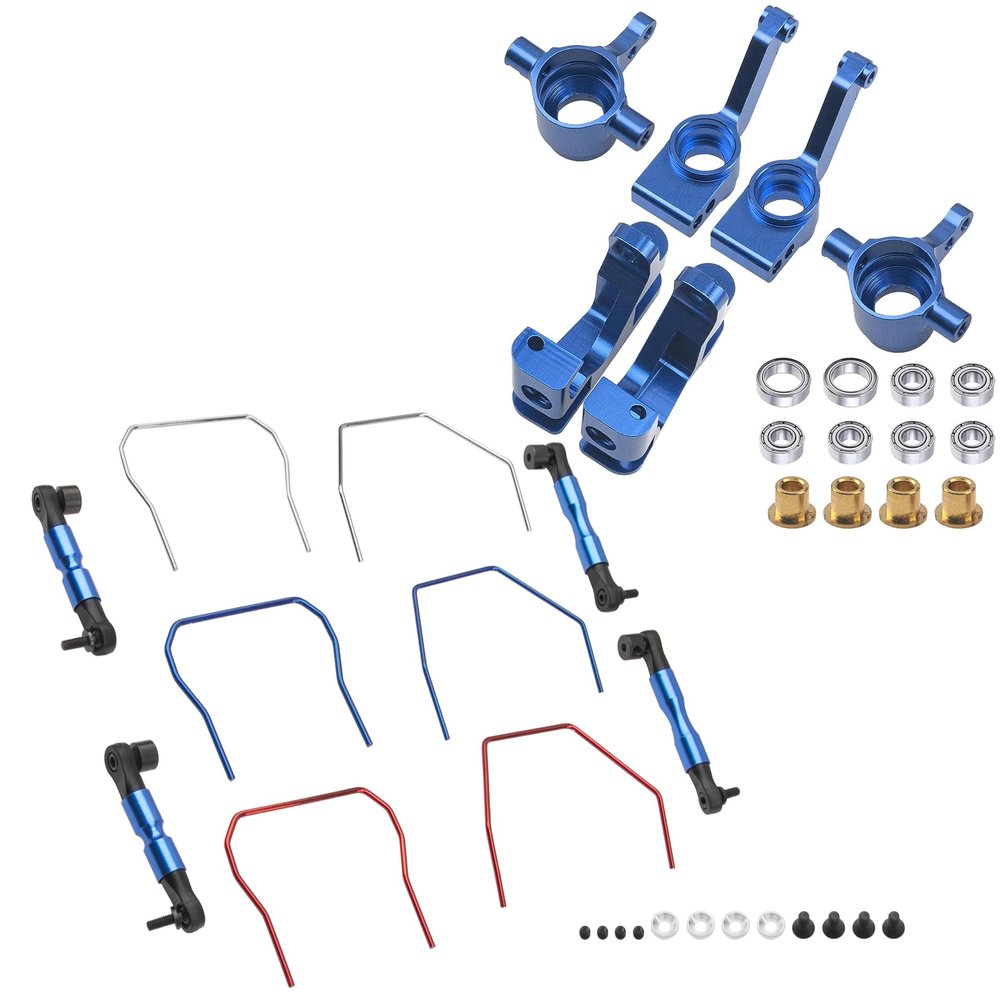 Front & Rear Sway Bar Kit Anti-Roll Bar Set Upgrade Parts & Aluminum Steering Blocks Caster Blocks C-Hubs & Stub Axle Carrier