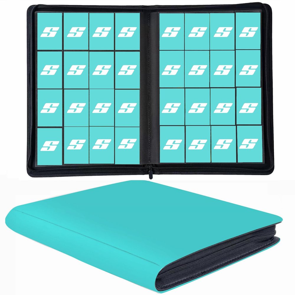 1000+ Pockets Trading Card Binder, 16 Pocket Ringless Side Loading Card Holder Album, Trading Card Album Fit for YuGiOh, MTG, TCG, Game, Sports Cards, Business Cards (Sky Blue)