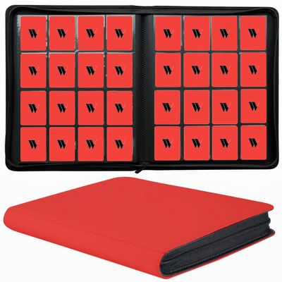 16 Pocket Card Binder, 1000+ Premium Zip Trading Card Binder, Double Sided Pocket Card Binder Album, Ringless Card Folder for MTG, TCG, Sports Card (Red, 16Pockets)