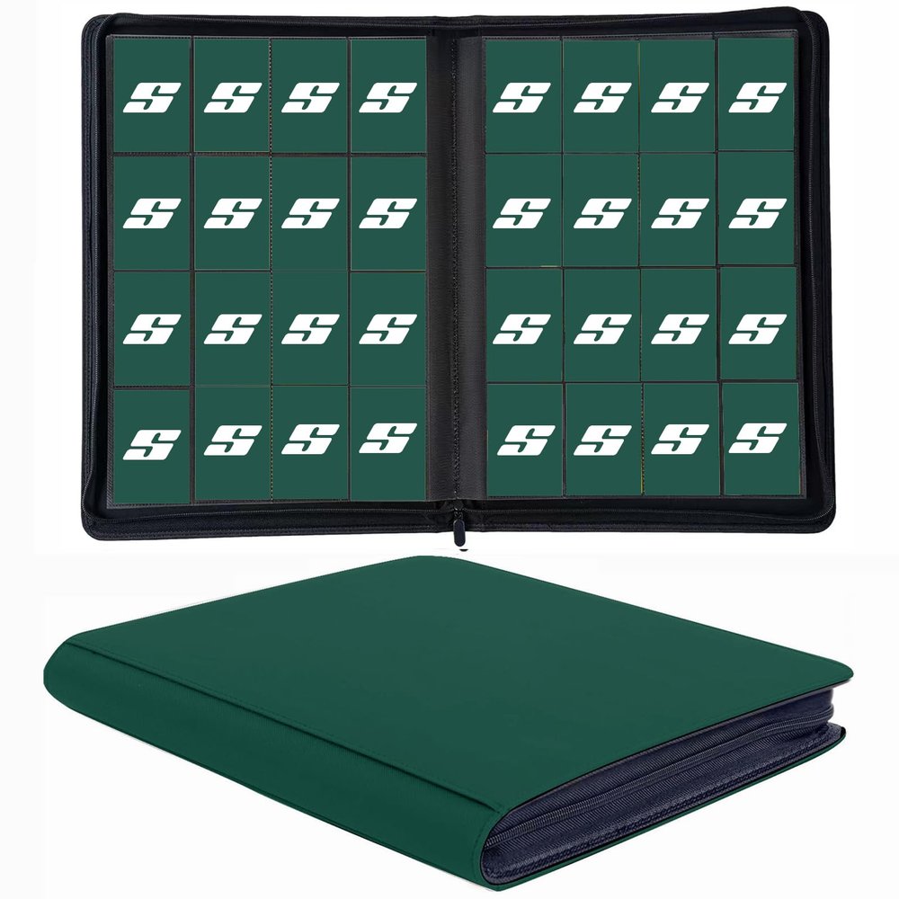 1000+ Pockets Trading Card Binder, 16 Pocket Ringless Side Loading Card Holder Album, Trading Card Album Fit for YuGiOh, MTG, TCG, Game Cards, Sports Cards, Business Cards (Green)