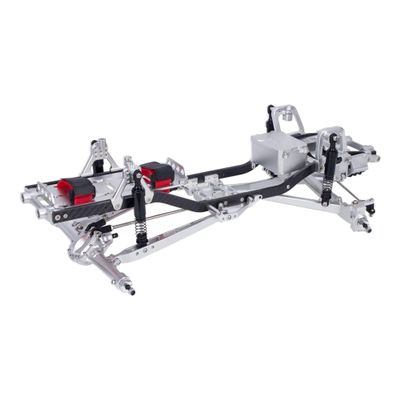 1/10 Scale CNC Metal Chassis Kit for RC Track Vehicle SCX10 II III Pro Capra TRX4 Twin I-Beam 2WD Pre-Runner Upgrade DIY Parts (Silver)