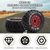 2.8" RC Tires with 12mm/14mm Hex Adapter 1/10 Scale RC Truck Tires RC Wheels and Tires Set for Traxxas Arrma Rustler Stampede 4PCS (Red) - Not Glued view 2