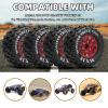 2.8" RC Tires with 12mm/14mm Hex Adapter 1/10 Scale RC Truck Tires RC Wheels and Tires Set for Traxxas Arrma Rustler Stampede 4PCS (Red) - Not Glued view 3