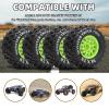 2.8" RC Tires with 12mm/14mm Hex Adapter 1/10 Scale RC Truck Tires RC Wheels and Tires Set for Traxxas Arrma Rustler Stampede 4PCS (Green) - Not Glued view 3