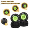 2.8" RC Tires with 12mm/14mm Hex Adapter 1/10 Scale RC Truck Tires RC Wheels and Tires Set for Traxxas Arrma Rustler Stampede 4PCS (Green) - Not Glued view 4