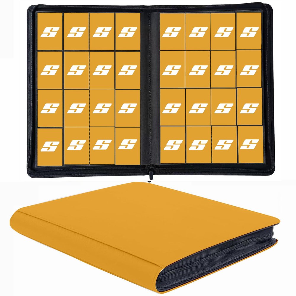 1000+ Pockets Trading Card Binder, 16 Pocket Ringless Side Loading Card Holder Album, Trading Card Album Fit for YuGiOh, MTG, TCG, Game Cards, Sports Cards, Business Cards (Yellow)
