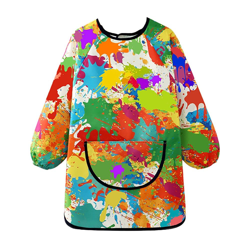 AIMAOMI Kids Art Smocks Water-Resistan Toddler Paint Smocks Kids Painting Aprons with Pockets Art Smock for (Red, 6-9 Years)