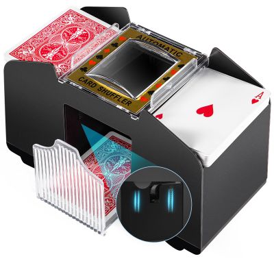 1-4 Deck Automatic Card Shuffler, Poker Shuffler Machine with Rubber Silencer, Lower Noise, Casino Card Electric Shuffler, Playing Card Shuffler for UNO, Phase 10, Skyjo, Skip Bo Home Card Game