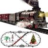 Hitish Train Set for Kids, Electric Train Toys with Realistic Light Sounds Smoke, Christmas Train Model Gifts for Toddlers Boys Girls, Steam Locomotive, Luxury Track & 3 Truck Carriages view 1