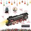 Hitish Train Set for Kids, Electric Train Toys with Realistic Light Sounds Smoke, Christmas Train Model Gifts for Toddlers Boys Girls, Steam Locomotive, Luxury Track & 3 Truck Carriages view 2