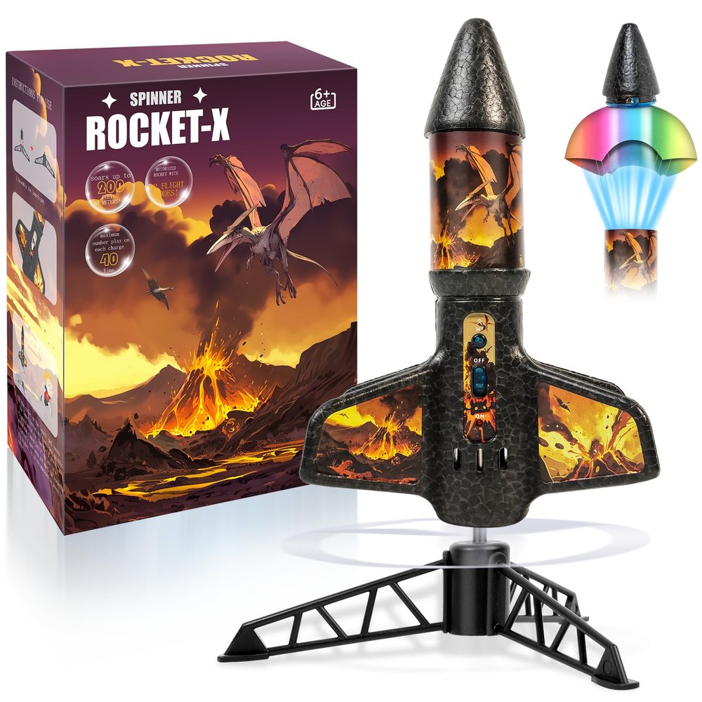Rocket Launcher for Kids - 200 Ft of Flight Altitude, Model Rocket with Launch Set, Rockets Outdoor Toys with Safely Parachute, Easter Birthday Toys for Boys & Girls Ages 5 6 7 9 10 12 8-13 Years Old