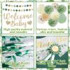 Sage Green Baby Shower Decorations Gender Neutral Baby Shower Decorations Welcome Baby Banner Sage Green Balloons Paper Lanterns Pom Poms Flowers Tablecloth Tassels Mom to Be Sash Dad to Be Pin view 3