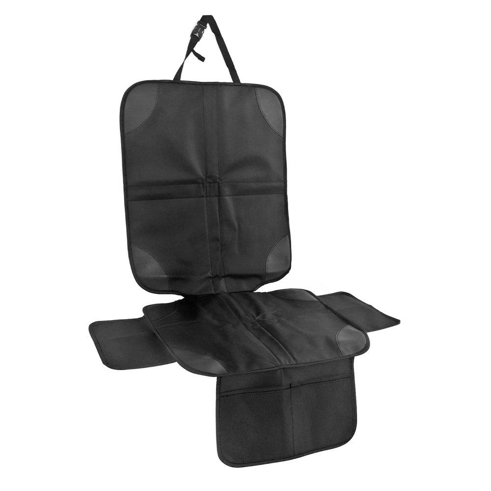 Baby Car Seat Protector, Kid Baby Wear Car Seat Protector with Mesh Storage Pockets (Black Line)