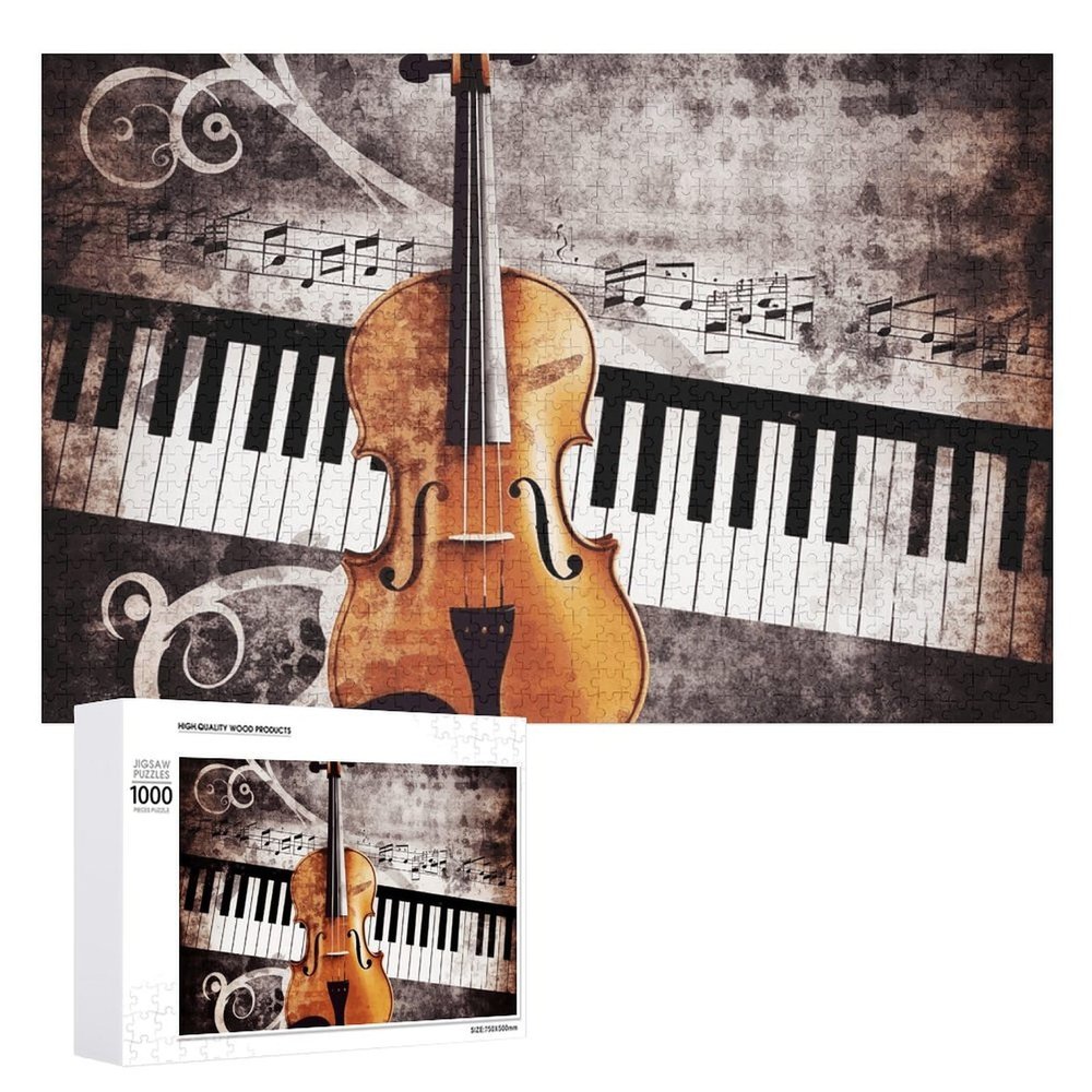 1000 PCS Jigsaw Puzzles Piano Violin Music Notes Puzzles Personalized Puzzle for Adults Wooden Puzzle Custom Puzzles from Photos Picture Puzzle Classic Jigsaw Puzzle for Wedding Birthday Valentine's