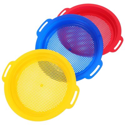 JOINPAYA 3PCS Plastic Sand Sifter Sieves: Kids 9.64 X 8.66 X 1.18 Inches Multicolor Beach Pack Digging Discovery Rocks Sand Sifting Supplies Tools for Backyard Beach Travel Party