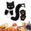 Tachiuwa Therian Mask and Tail Set Cute Cat Mask for Holiday Christmas Masquerade, Black view 3