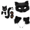 Tachiuwa Therian Mask and Tail Set Cute Cat Mask for Holiday Christmas Masquerade, Black view 4
