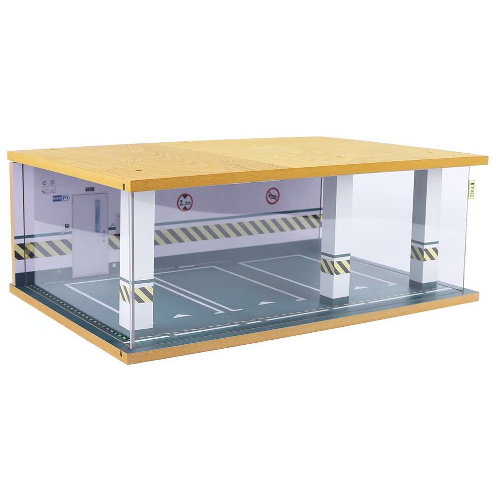 1/24 Scale Die-cast Car Garage Display Case with Clear Acrylic Cover and LED Lighting fits 3 pcs of 1:24 Simulation Cars(3 Parking)