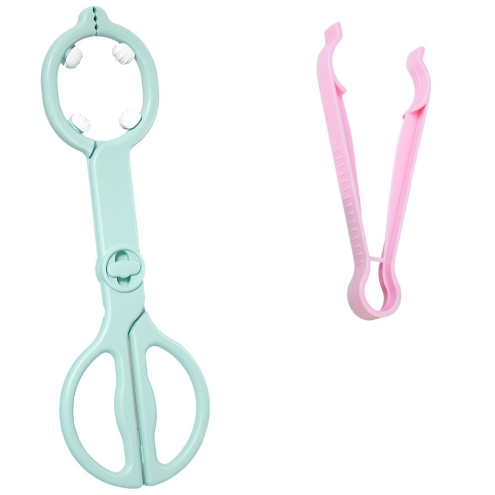 Baby Bottle Tong, Anti-Slip Pacifier Bottle Tongs, Silicone Baby Safety Bottle Holder, Scissor Design Multi-Functional High-Temperature Resistant TongGreen