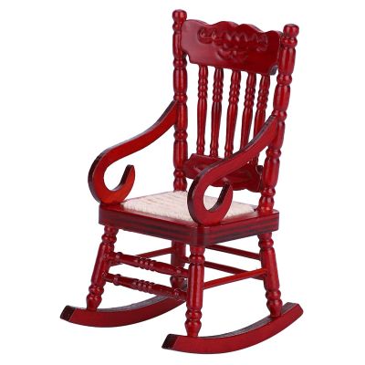 1:12 Dollhouse Rocking Chair, Wooden Rocking Chair Toys, Miniature Wooden Chair Doll Rocking Chair for Dolls House Accessories (2#)