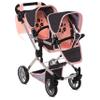 Dolls To Play - Baby Doll Double Stroller, Twin Pram Buggy Pretend Play for Girls Kids 27.5 Inches High Adjustable Handle Rotating Wheels Storage Basket Diaper Bag view 1