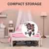 Dolls To Play - Baby Doll Double Stroller, Twin Pram Buggy Pretend Play for Girls Kids 27.5 Inches High Adjustable Handle Rotating Wheels Storage Basket Diaper Bag view 3