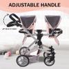 Dolls To Play - Baby Doll Double Stroller, Twin Pram Buggy Pretend Play for Girls Kids 27.5 Inches High Adjustable Handle Rotating Wheels Storage Basket Diaper Bag view 4
