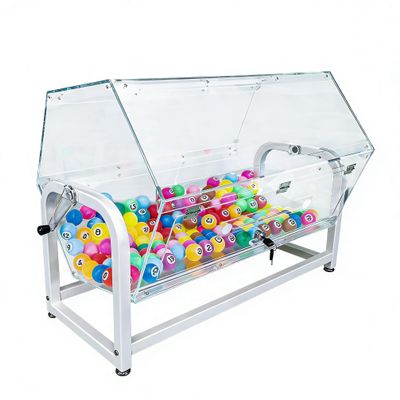 30x18.5x20.5" Large Clear Acrylic Raffle Drum with White Metal Stand, Lucky Draw Ticket Box for Lottery Games, 800 Pingpong Ball Capacity, Easy Assembly Video in Description 119569-NEW-NPF