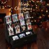 Emfogo Trading Card Display, 3-Tier Card Display Case with Custom Drawer, Wood Graded Card Display with Card Supporters and Dividers, Sports Card Display Case for Card Game Collection (Black) view 2