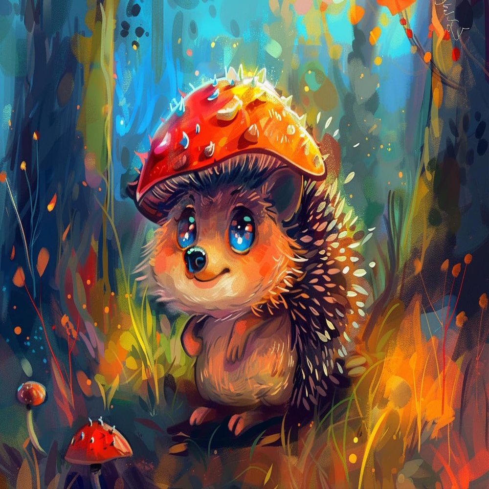 300 Pieces Hedgehog Jigsaw Puzzle with Mushroom Hat, Funny Home Decor for Beginners, Cute Hedgehog Jigsaw Puzzle for Adults for Relaxation