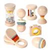 WODI Wooden Baby Toy 7pcs, Montessori Toys for Babies 0-3-6-12 Months, Toddler Hand Wooden Rattles Toy Set for Infant Grasping with Storage Bag, Sensory Development, Gift for Baby Boys Girls view 1