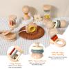 WODI Wooden Baby Toy 7pcs, Montessori Toys for Babies 0-3-6-12 Months, Toddler Hand Wooden Rattles Toy Set for Infant Grasping with Storage Bag, Sensory Development, Gift for Baby Boys Girls view 2