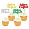 24 Pack Christmas Cupcake Toppers - Merry Christmas & Xmas Holiday Cupcake Picks - Boy Girl Baby Shower & Birthday Party Cake Decorations view 1