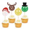 24 Pack Christmas Cupcake Toppers -AntlerDisco BallSanta's HatPicks Merry Christmas Theme Holiday Baby Shower Birthday Party Cake Decorations Supplies view 1