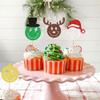 24 Pack Christmas Cupcake Toppers -AntlerDisco BallSanta's HatPicks Merry Christmas Theme Holiday Baby Shower Birthday Party Cake Decorations Supplies view 3